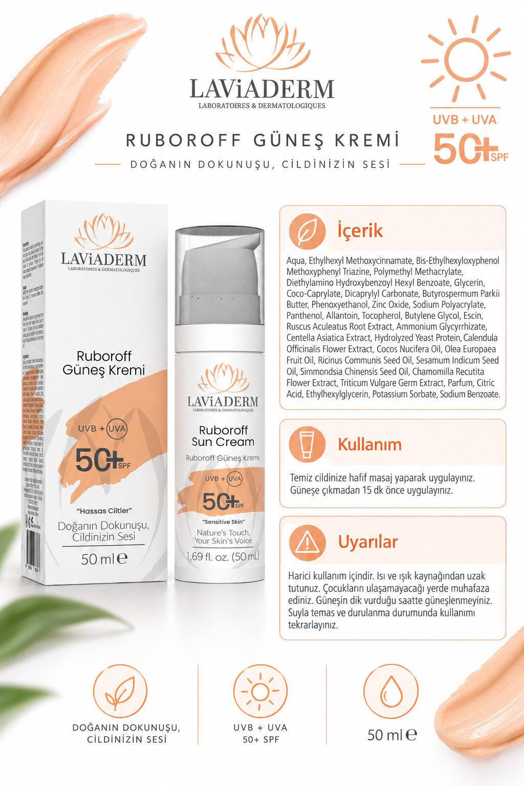 Hassas Ciltler İçin Doğal Güneş Kremi 50+ SPF görsel 2