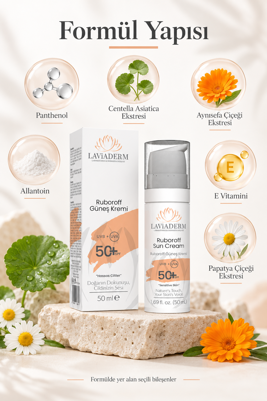 Hassas Ciltler İçin Doğal Güneş Kremi 50+ SPF görsel 5